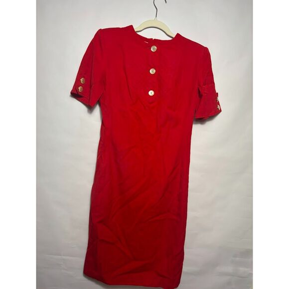 Valentino Miss V Dress Women's Size 8 Red Vintage Wool Midi Length Office Work - Picture 2 of 8